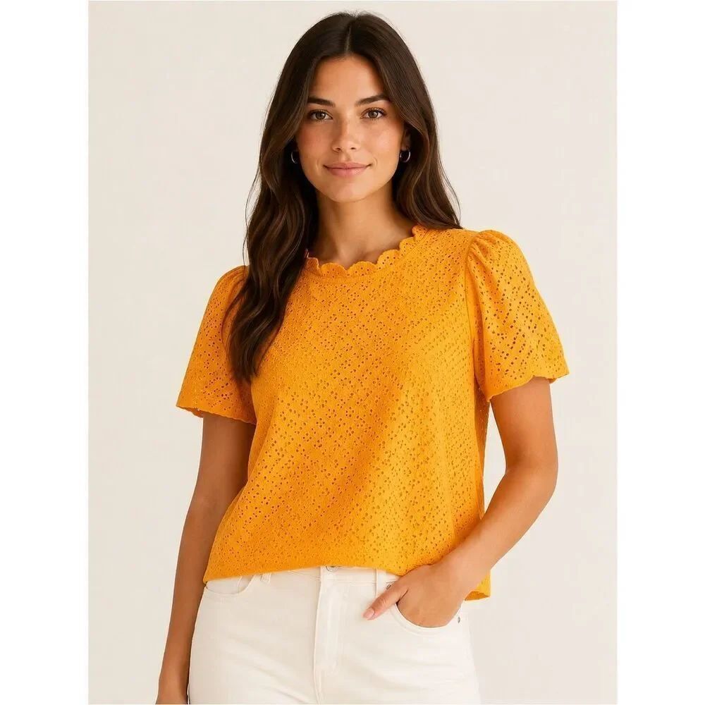 J. Crew Women’s Golden Yellow Eyelet Blouse